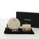 CHANEL Matelasse Air Pods Case & Coin Purse Earphone Lamb Skin CC Auth 171853SM-12