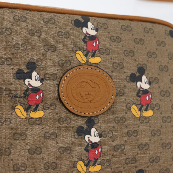 GUCCI Micro GG Supreme Disney Shoulder Bag PVC Beige Gold 602536 Auth 171854SAM