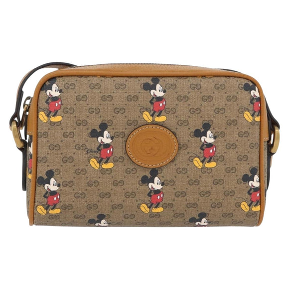 GUCCI Micro GG Supreme Disney Shoulder Bag PVC Beige Gold 602536 Auth 171854SAM