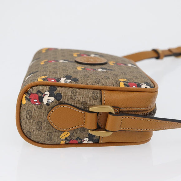 GUCCI Micro GG Supreme Disney Shoulder Bag PVC Beige Gold 602536 Auth 171854SAM