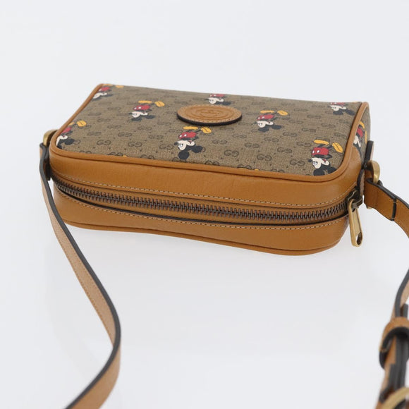 GUCCI Micro GG Supreme Disney Shoulder Bag PVC Beige Gold 602536 Auth 171854SAM
