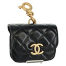 CHANEL Matelasse Pouch Leather Black Gold CC Auth 171856SAM-1