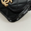 CHANEL Matelasse Pouch Leather Black Gold CC Auth 171856SAM-14