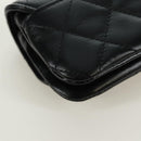CHANEL Matelasse Pouch Leather Black Gold CC Auth 171856SAM-15