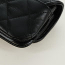 CHANEL Matelasse Pouch Leather Black Gold CC Auth 171856SAM-16
