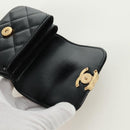CHANEL Matelasse Pouch Leather Black Gold CC Auth 171856SAM-9