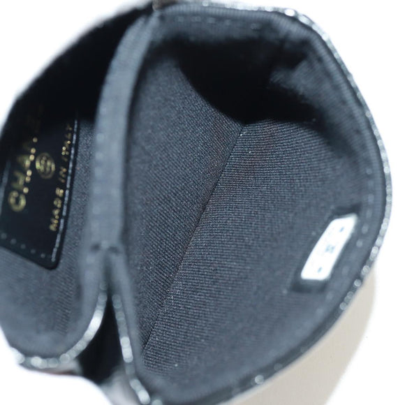 CHANEL Matelasse Pouch Leather Black Gold CC Auth 171856SAM