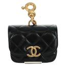CHANEL Matelasse Pouch Leather Black Gold CC Auth 171856SAM-13