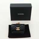 CHANEL Matelasse Pouch Leather Black Gold CC Auth 171856SAM-12