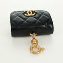CHANEL Matelasse Pouch Leather Black Gold CC Auth 171856SAM-6