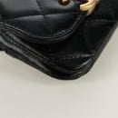 CHANEL Matelasse Pouch Leather Black Gold CC Auth 171856SAM-8