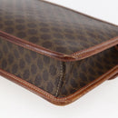 CELINE Macadam Canvas Circle Clutch Bag PVC Leder Braun Gold Auth 171869-15