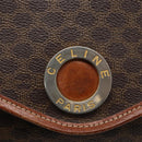 CELINE Macadam Canvas Circle Clutch Bag PVC Leder Braun Gold Auth 171869-17