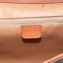 CELINE Macadam Canvas Circle Clutch Bag PVC Leder Braun Gold Auth 171869-8