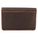 CELINE Macadam Canvas Circle Clutch Bag PVC Leder Braun Gold Auth 171869-2