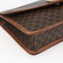 CELINE Macadam Canvas Circle Clutch Bag PVC Leder Braun Gold Auth 171869-14