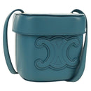 CELINE Triomphe Shoulder Bag Leather Blue Gold Auth 171873M-1