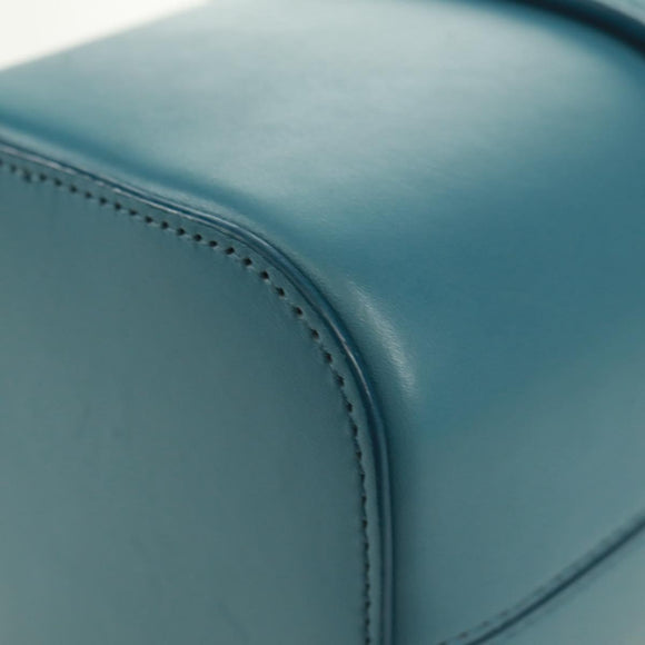 CELINE Triomphe Shoulder Bag Leather Blue Gold Auth 171873M
