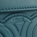 CELINE Triomphe Shoulder Bag Leather Blue Gold Auth 171873M-17