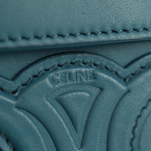 CELINE Triomphe Shoulder Bag Leather Blue Gold Auth 171873M