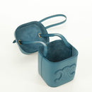 CELINE Triomphe Shoulder Bag Leather Blue Gold Auth 171873M-18