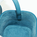 CELINE Triomphe Shoulder Bag Leather Blue Gold Auth 171873M-21