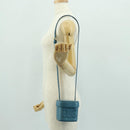 CELINE Triomphe Shoulder Bag Leather Blue Gold Auth 171873M-24