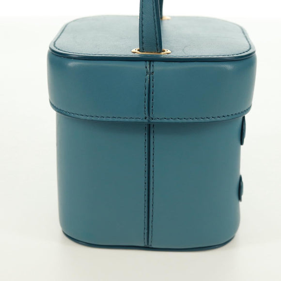CELINE Triomphe Shoulder Bag Leather Blue Gold Auth 171873M