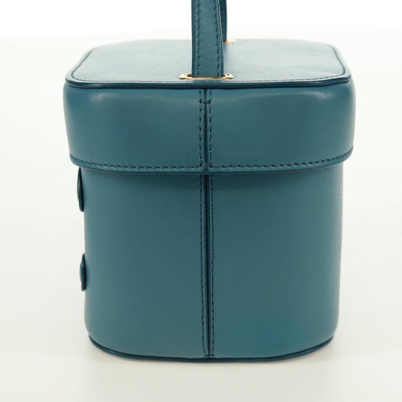 CELINE Triomphe Shoulder Bag Leather Blue Gold Auth 171873M