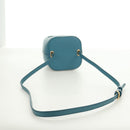 CELINE Triomphe Shoulder Bag Leather Blue Gold Auth 171873M-8
