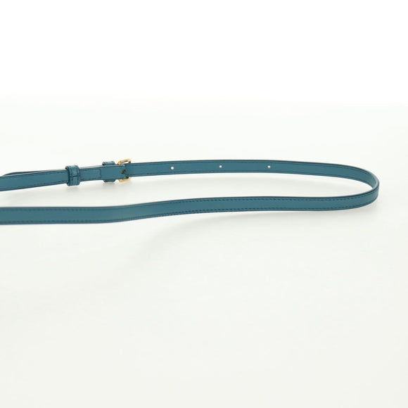 CELINE Triomphe Shoulder Bag Leather Blue Gold Auth 171873M