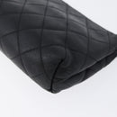 CHANEL Matelasse Pouch Lamb Skin Black Gold CC Auth 171878-11