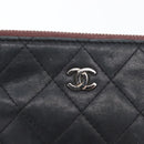 CHANEL Matelasse Pouch Lamb Skin Black Gold CC Auth 171878-12