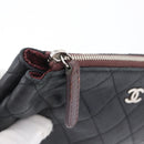 CHANEL Matelasse Pouch Lamb Skin Black Gold CC Auth 171878-13