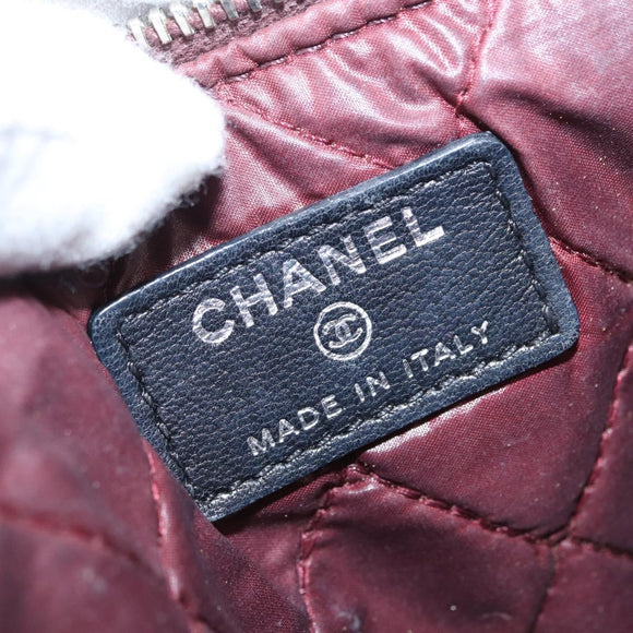 CHANEL Matelasse Pouch Lamb Skin Black Gold CC Auth 171878