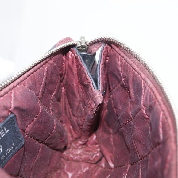 CHANEL Matelasse Pouch Lamb Skin Black Gold CC Auth 171878