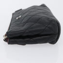 CHANEL Matelasse Pouch Lamb Skin Black Gold CC Auth 171878-5