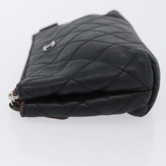 CHANEL Matelasse Pouch Lamb Skin Black Gold CC Auth 171878