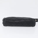 CHANEL Matelasse Pouch Lamb Skin Black Gold CC Auth 171878-7