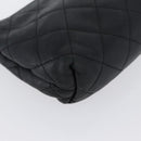 CHANEL Matelasse Pouch Lamb Skin Black Gold CC Auth 171878-8