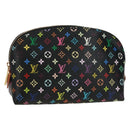 LOUIS VUITTON Multicolor Pochette Cosmetic Pouch Black M47355 LV Auth 171882V-1
