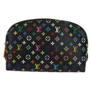 LOUIS VUITTON Multicolor Pochette Cosmetic Pouch Black M47355 LV Auth 171882V-13