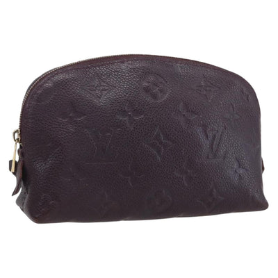 LOUIS VUITTON Monogram Empreinte Pochette Cosmetic PM Wine Red Auror Auth 171883