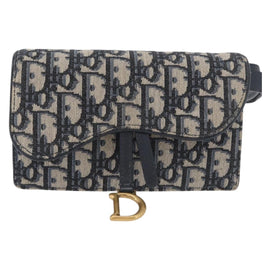 Christian Dior Trotter Canvas Saddle Waist bag Navy Gold Auth 171890V - 0