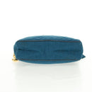 CHANEL Matelassé Schoudertas Canvas Marineblauw Goud CC Auth 171908V-5