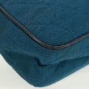 CHANEL Matelassé Schoudertas Canvas Marineblauw Goud CC Auth 171908V-9