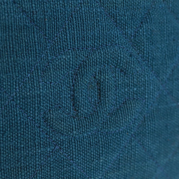 CHANEL Matelassé Schoudertas Canvas Marineblauw Goud CC Auth 171908V