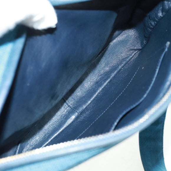 CHANEL Matelassé Schoudertas Canvas Marineblauw Goud CC Auth 171908V