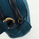 CHANEL Matelassé Schoudertas Canvas Marineblauw Goud CC Auth 171908V-10
