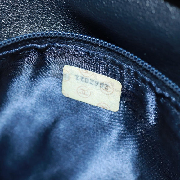 CHANEL Matelassé Schoudertas Canvas Marineblauw Goud CC Auth 171908V
